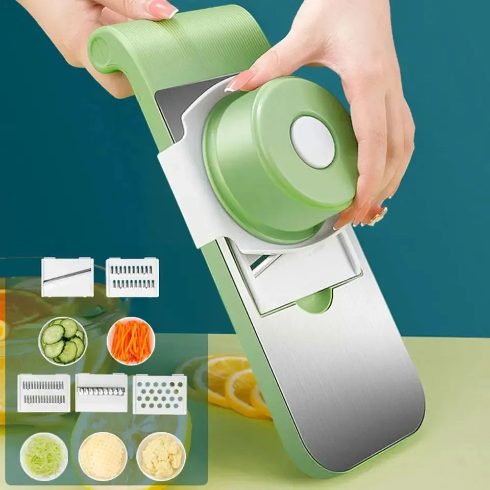 5-in-1 Stainless Steel Vegetable Cutter & Slicer with Storage Box – Multipurpose Kitchen Tool