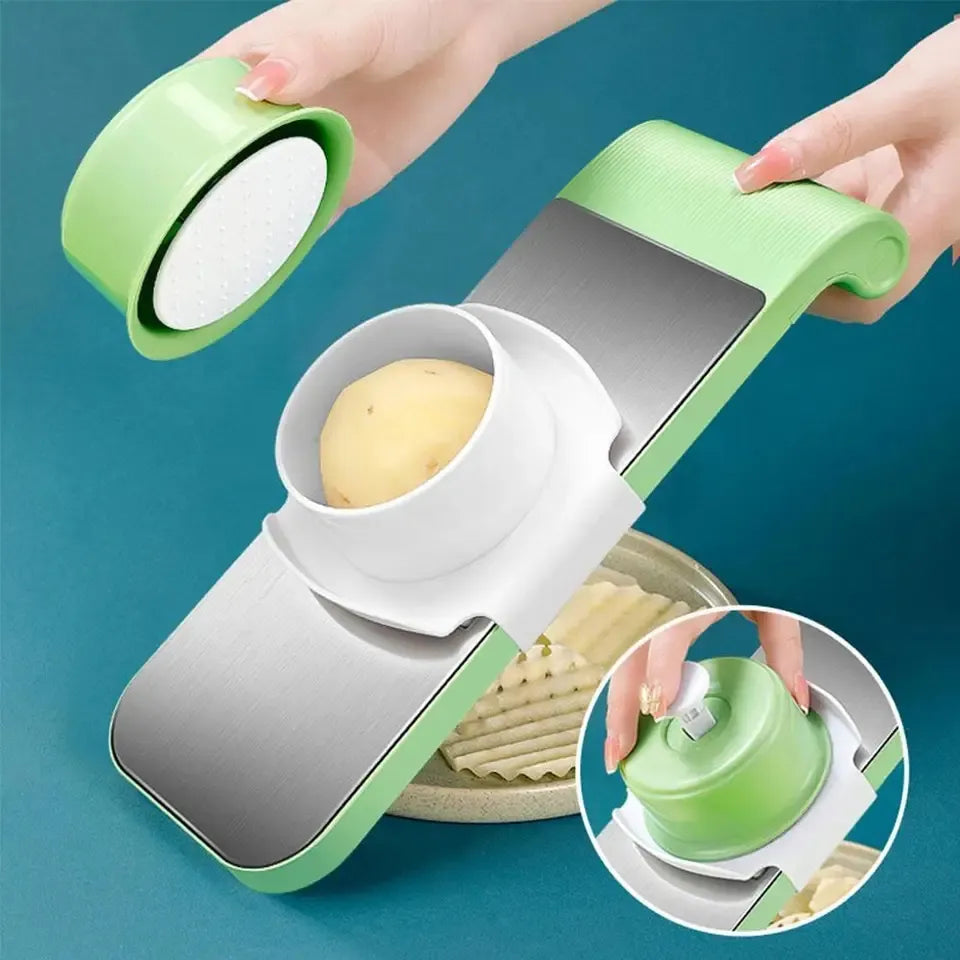 5-in-1 Stainless Steel Vegetable Cutter & Slicer with Storage Box – Multipurpose Kitchen Tool