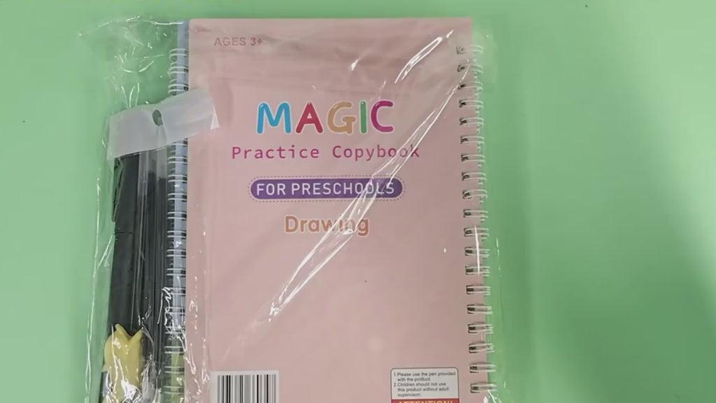 Kids Magic Practice Word Book Set  Reusable Handwriting Copybook with Pen & Refills