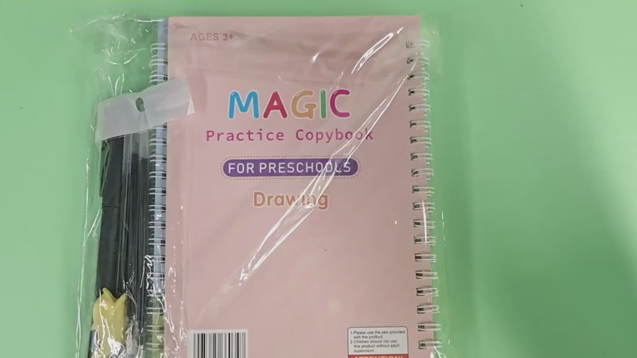 Kids Magic Practice Word Book Set  Reusable Handwriting Copybook with Pen & Refills