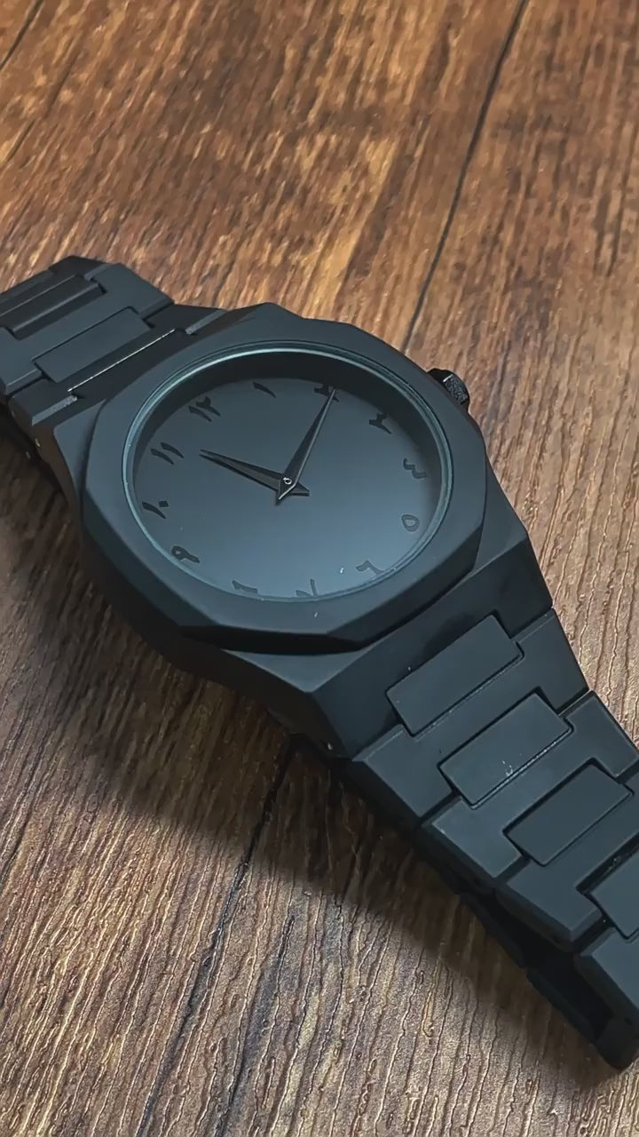 Arabic Aura Watch  All Black Edition  Lightweight, Bold & Stylish Timepiece