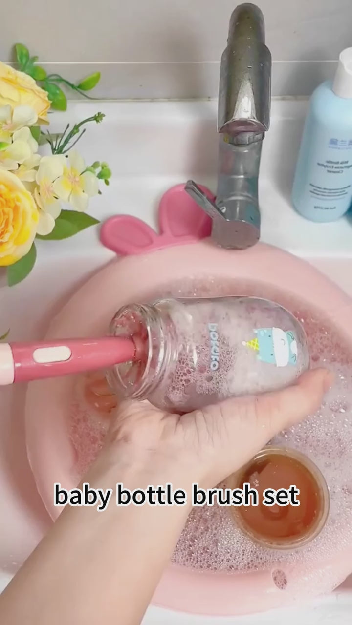 Baby Bottle Brush Nipple Feeder Cleaner – 3-in-1 Combo, Soft Bristles & Sponge