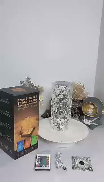 16 Colors Rose Touch Crystal Desk Lamp